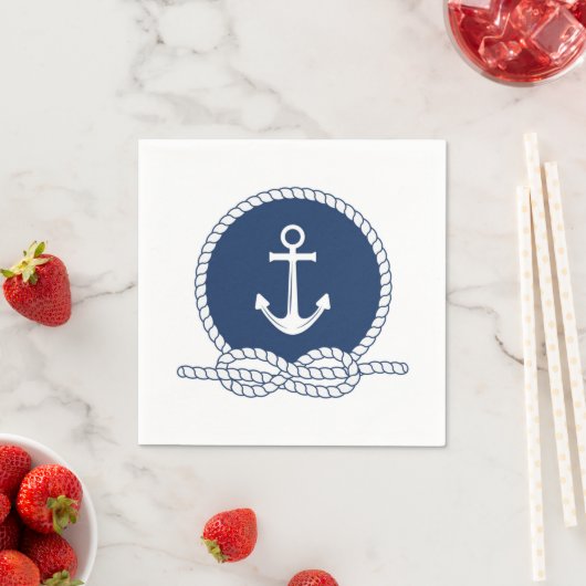 Serviette En Papier Ancre Et Corde Design (En situation)