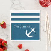 Serviette En Papier Ancre et rayures minimalistes Nautiques (En situation)