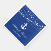 Serviette En Papier Ancre Mariage Nautique Éclairages Bleu D (Coin)