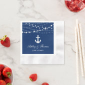 Serviette En Papier Ancre Mariage nautique Lumières Marine Bleu (En situation)