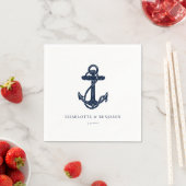 Serviette En Papier Ancre marine Bleu Mariage côtier  nautique (En situation)