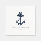 Serviette En Papier Ancre marine Bleu Mariage côtier  nautique (Devant)