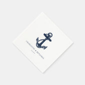 Serviette En Papier Ancre marine Bleu Mariage côtier  nautique (Coin)