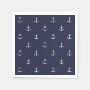 Serviette En Papier ancre marine bleue