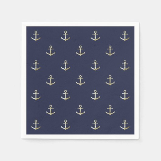Serviette En Papier ancre marine bleue (Devant)