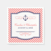 Serviette En Papier Ancre marine et corail Mariage nautique Monogramme (Devant)