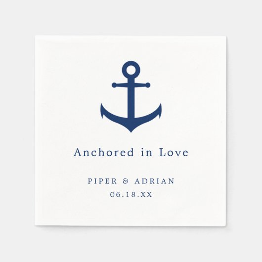Serviette En Papier Ancre marine Mariage bleu et blanc (Devant)