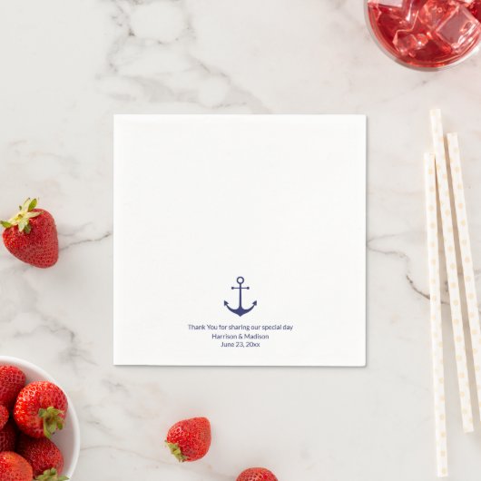 Serviette En Papier ancre marine mariage bleu et blanc (En situation)