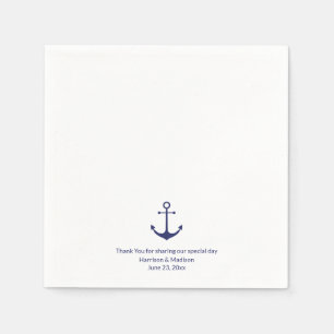 Serviette En Papier ancre marine mariage bleu et blanc