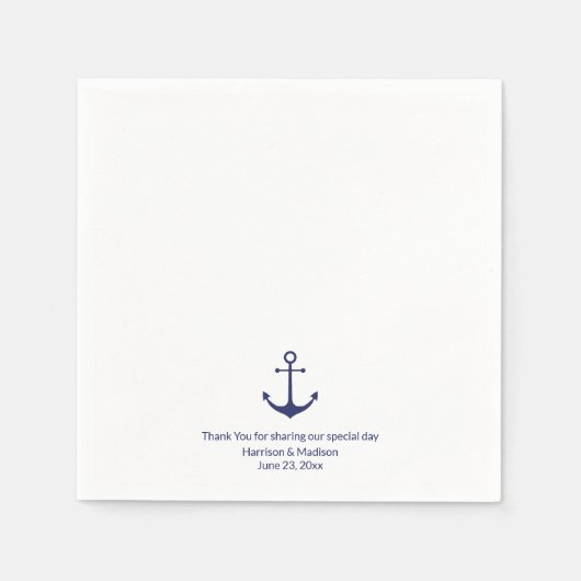Serviette En Papier ancre marine mariage bleu et blanc (Devant)