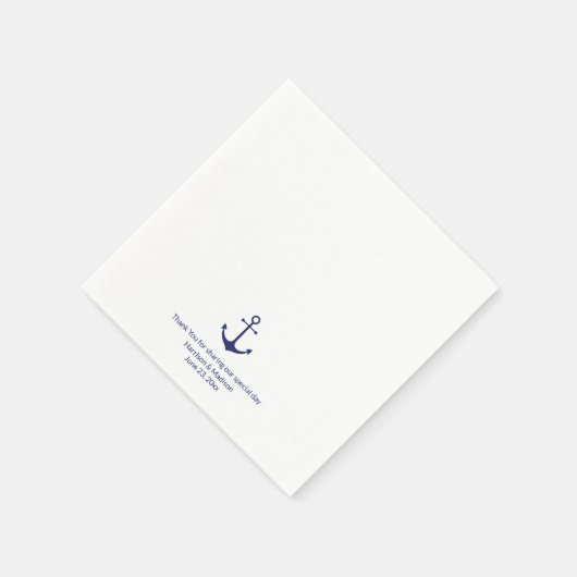 Serviette En Papier ancre marine mariage bleu et blanc (Coin)