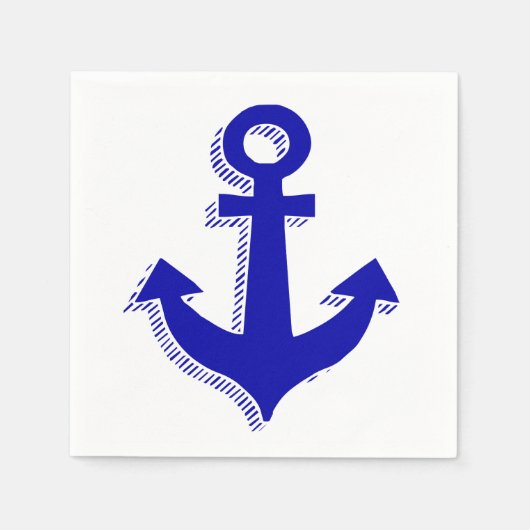 Serviette En Papier Ancre marine Marine Blue & White Beach (Devant)
