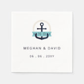 Serviette En Papier Ancre marine moderne Monogramme nautique Mariage N (Devant)