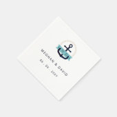 Serviette En Papier Ancre marine moderne Monogramme nautique Mariage N (Coin)