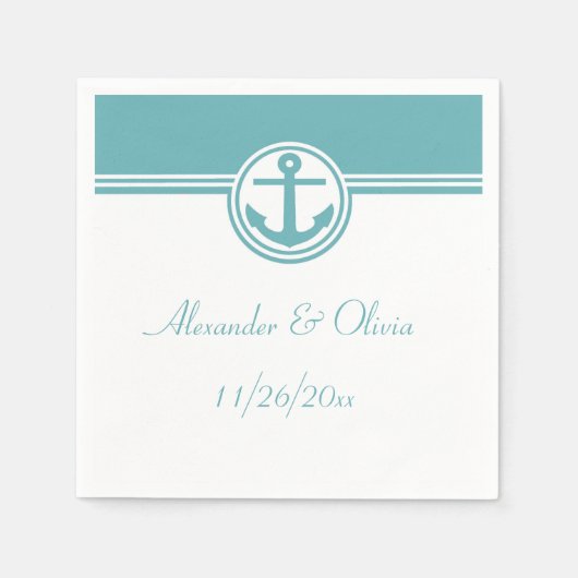 Serviette En Papier Ancre marine turquoise (Devant)