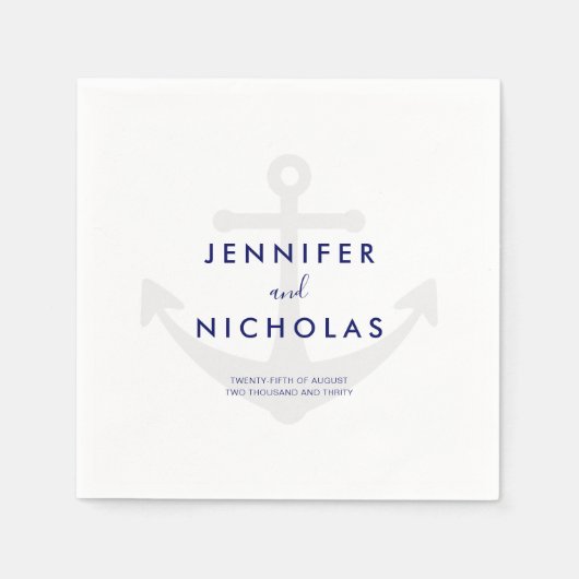 Serviette En Papier Ancre Naudique Moderne Mariage (Devant)