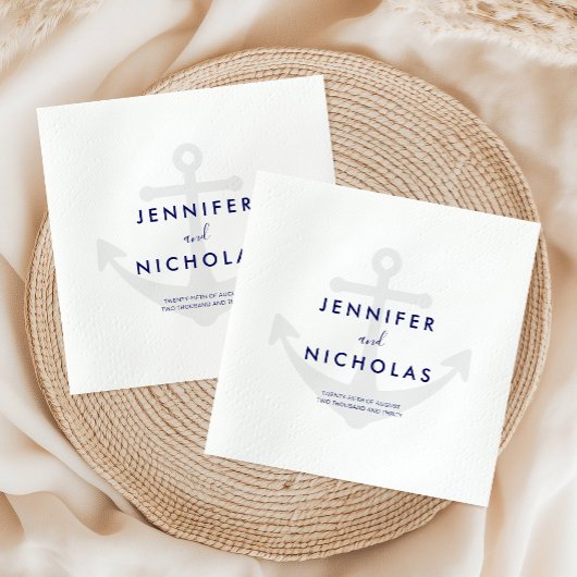 Serviette En Papier Ancre Naútico Moderne pour Mariage