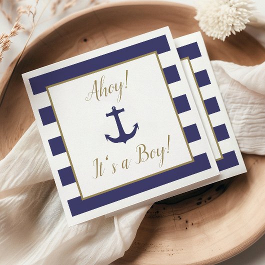 Serviette En Papier Ancre nautique "Ahoy ! C'est un garçon !" Baby sho