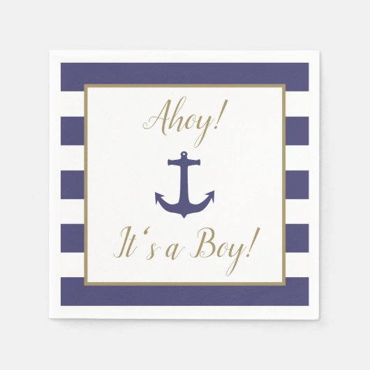 Serviette En Papier Ancre nautique "Ahoy ! C'est un garçon !" Baby sho (Devant)