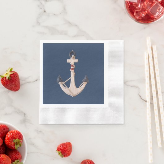 Serviette En Papier ancre nautique avec corde (En situation)