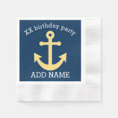 Serviette En Papier Ancre nautique avec Motif de Navy Jaune Chevron (Devant)