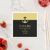 Serviette En Papier Ancre nautique - Black Gold - Mariage plage (En situation)
