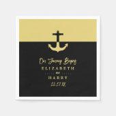 Serviette En Papier Ancre nautique - Black Gold - Mariage plage (Devant)