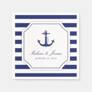 Serviette En Papier Ancre nautique   Bleu Mariage
