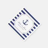 Serviette En Papier Ancre nautique   Bleu Mariage (Coin)