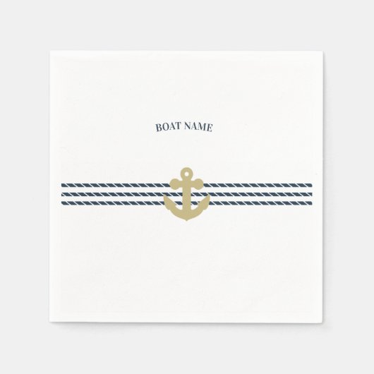 Serviette En Papier Ancre nautique, Corde (Devant)
