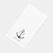 Serviette En Papier Ancre nautique de mariage personnalisée bleu marin (Coin)