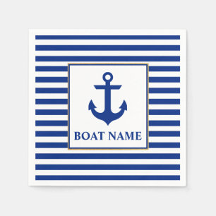 Serviette En Papier Ancre nautique de nom de bateau barrée