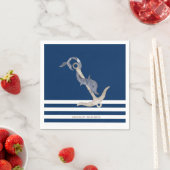 Serviette En Papier Ancre nautique Dolphin Marine Blue Stripes (En situation)