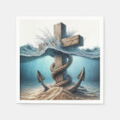 Serviette En Papier Ancre nautique et traversée dans l'eau océanique (Devant)