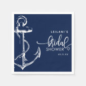 Serviette En Papier Ancre nautique Fête des mariées Marine (Devant)