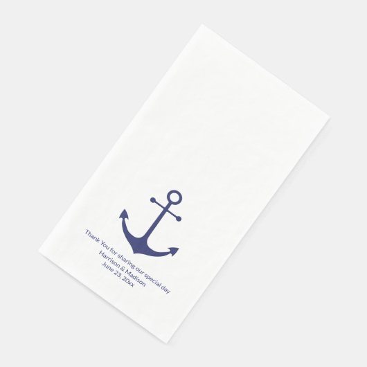 Serviette En Papier ancre nautique mariage marine bleu blanc (Coin)