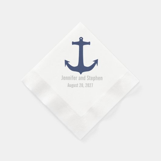 Serviette En Papier Ancre nautique Mariage personnalisé serviettes (Coin)