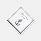 Serviette En Papier Ancre nautique Marine Bleu encadré 2 serviettes (Coin)