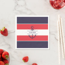 Ancre nautique Marine Bleu Rouge Blanc