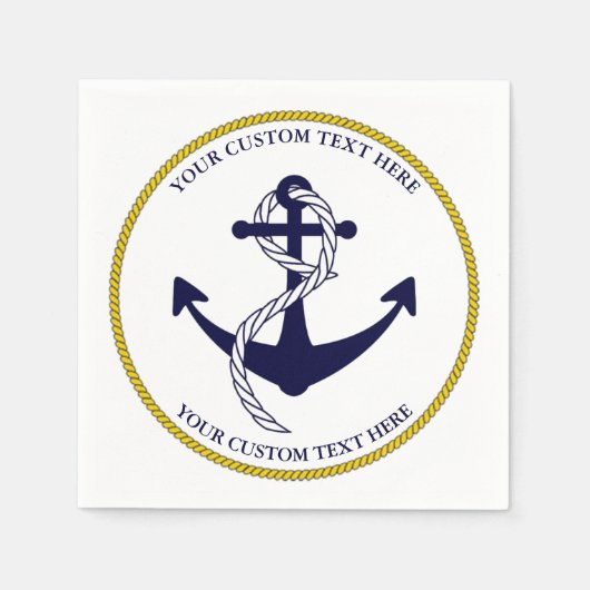 Serviette En Papier Ancre nautique Personnalisé Papier à papier (Devant)