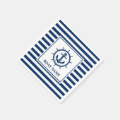Serviette En Papier Ancre nautique Roue Roue Bateau rayé Nom (Coin)