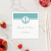 Serviette En Papier Ancre nautique sarcelle (En situation)