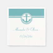 Serviette En Papier Ancre nautique sarcelle (Devant)