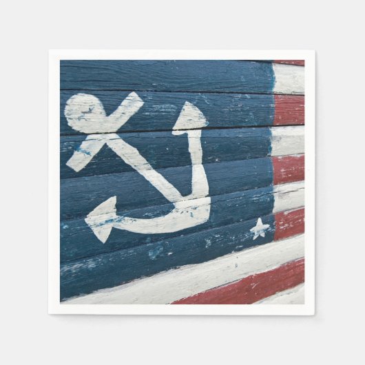 Serviette En Papier ancre nautique sur drapeau en bois (Devant)