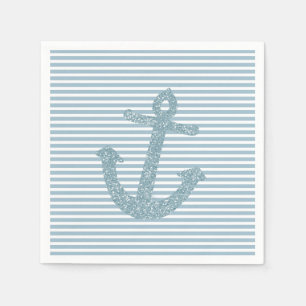 Serviette En Papier Ancre Parties scintillant bleu fille