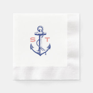 Serviette En Papier Ancres Away monogramme cocktail napkin