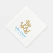 Serviette En Papier Ancres d'or Fiançailles Douche partie serviettes (Coin)