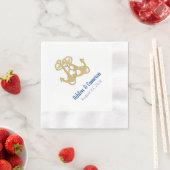 Serviette En Papier Ancres d'or Nautical Ship Cruise Mariage (En situation)
