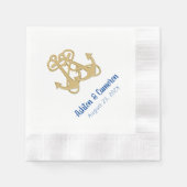 Serviette En Papier Ancres d'or Nautical Ship Cruise Mariage (Devant)