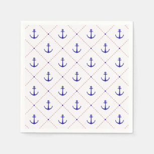 Serviette En Papier Ancres en rouge blanc bleu